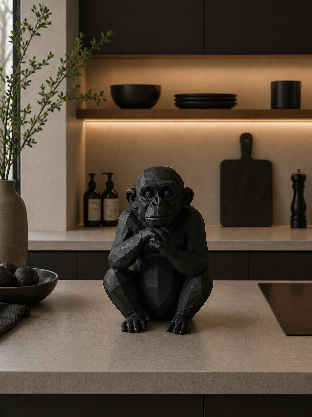 Thinking Monkey (kleur mat-zwart)
