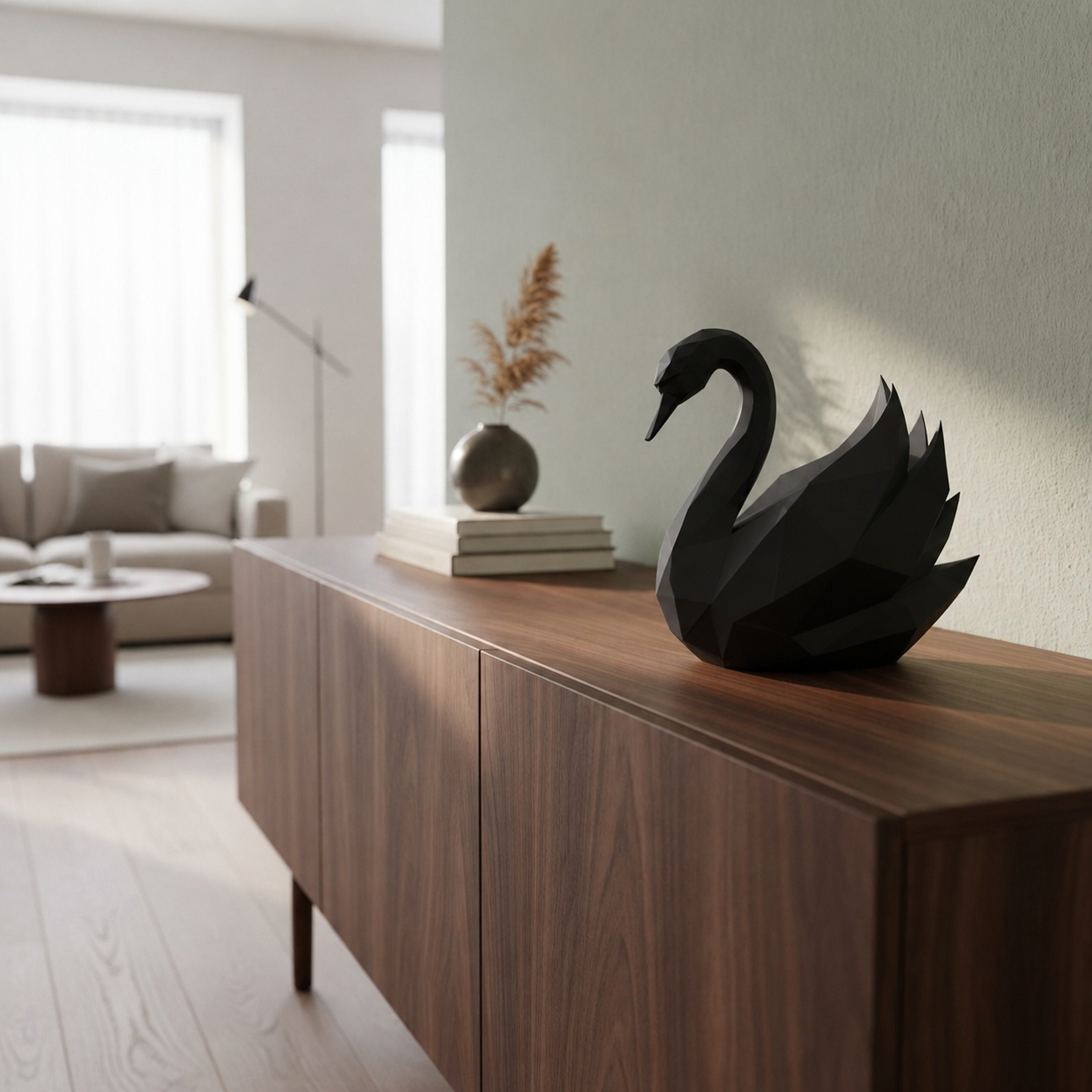 Graceful Low Poly Swan