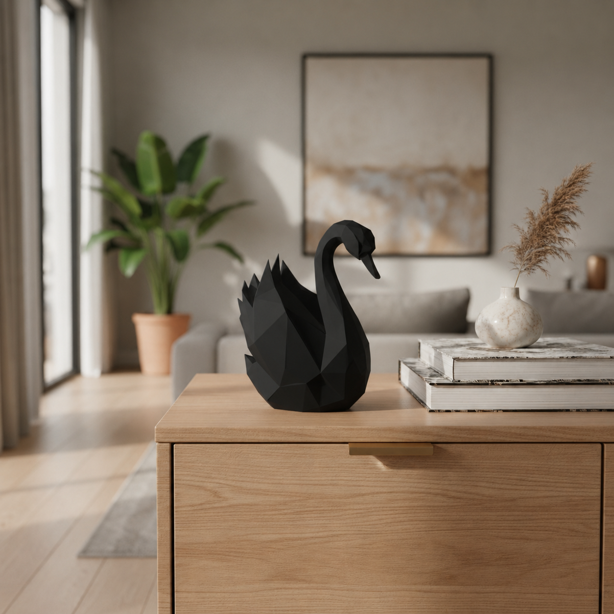 Graceful Low Poly Swan