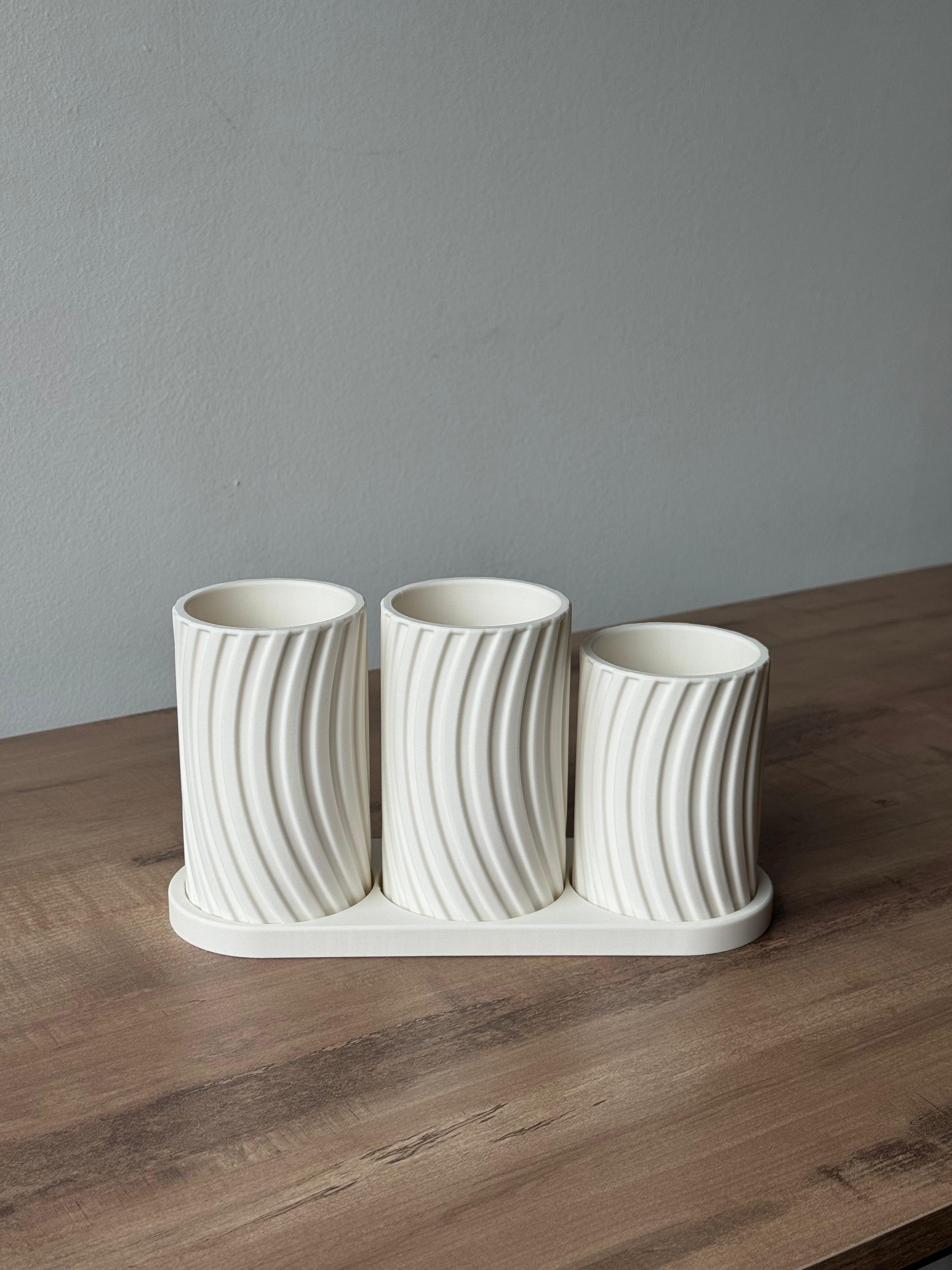 Minimalistische Tandenborstelhouder Set – Wit