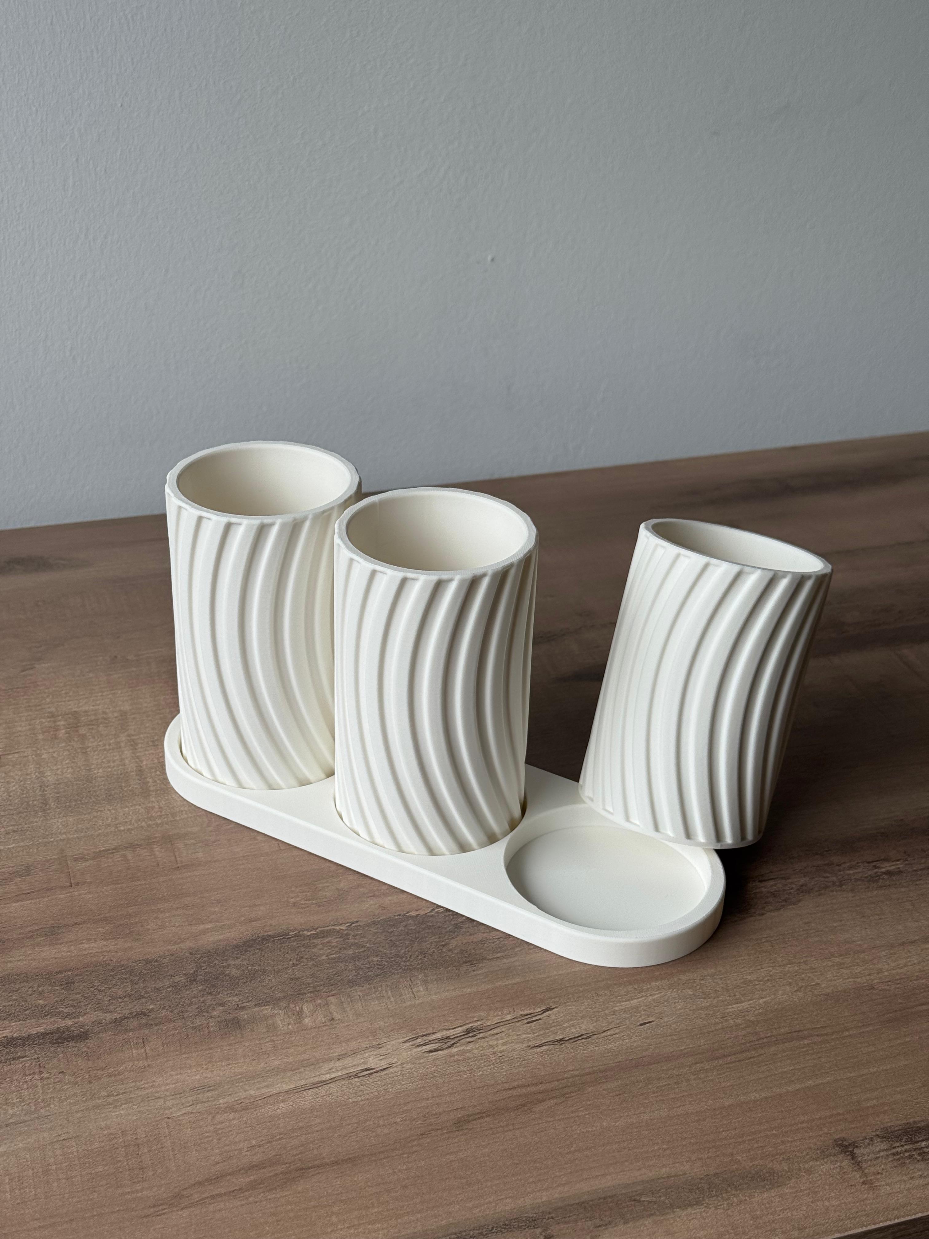 Minimalistische Tandenborstelhouder Set – Wit